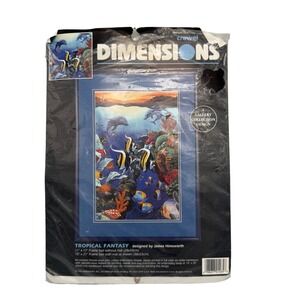Dimensions Tropical Fantasy Crewel Kit James Himsworth 1996 Dolphins Fish 01485
